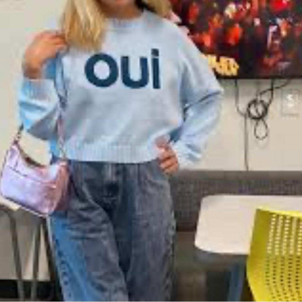Sincerely Jules Light Blue 'Oui' Sweater
